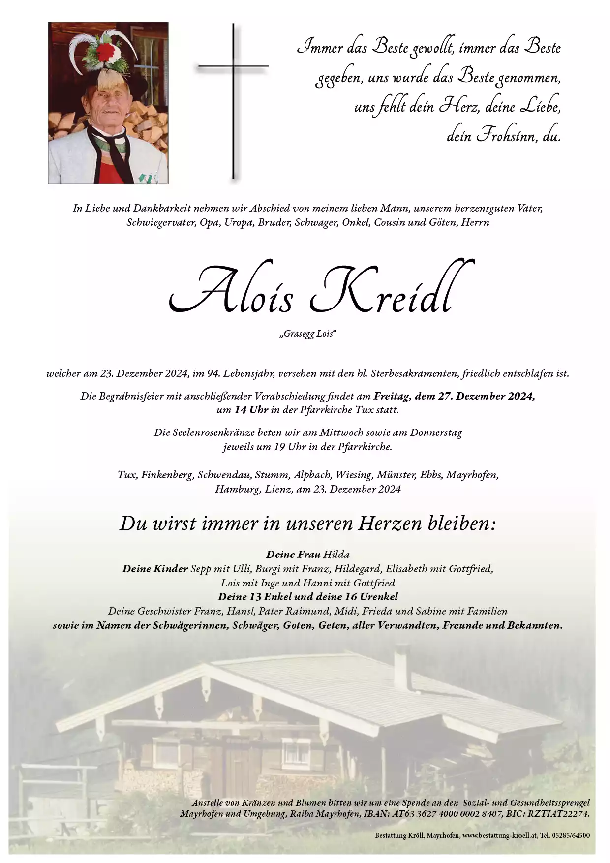 Parte von Alois Kreidl